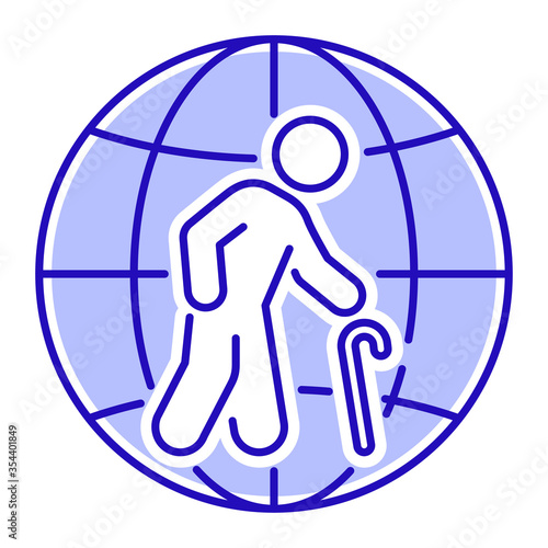Population ageing color line icon. Eco problems. Isolated vector element. Outline pictogram for web page, mobile app, promo