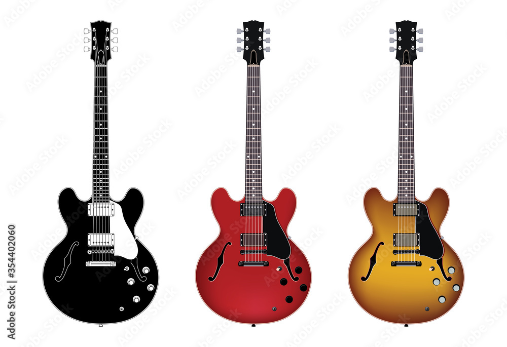 Obraz premium Electric guitar. Colored and black & white versions. High quality details.