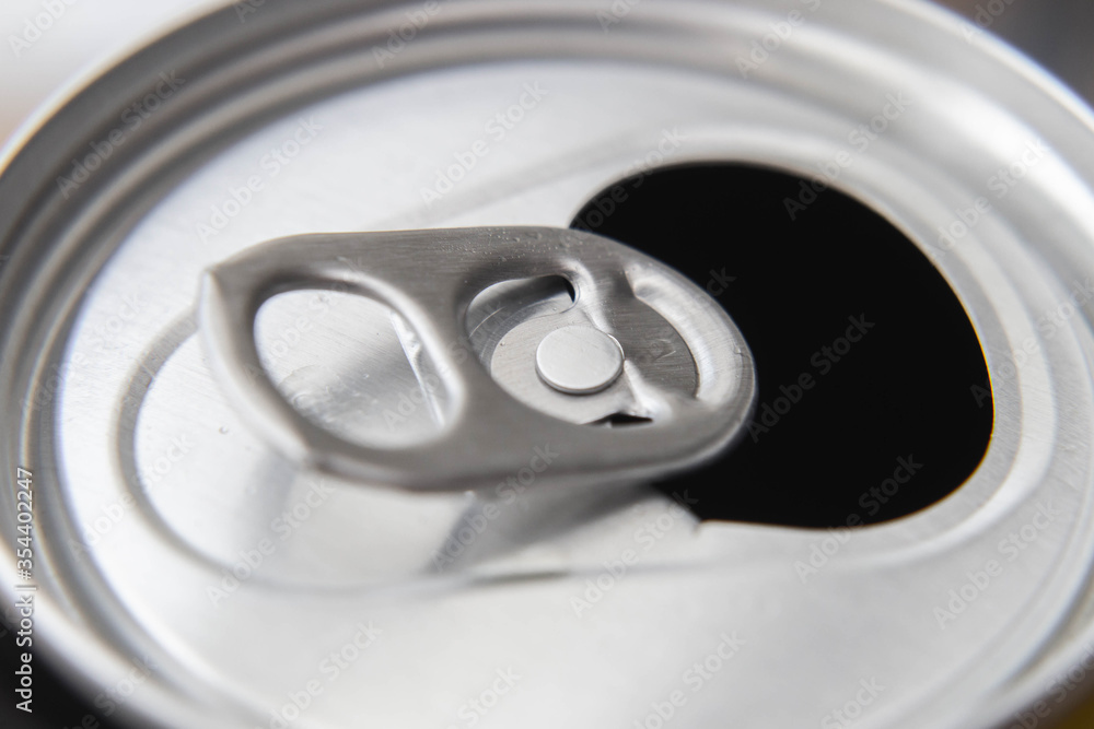 close up open aluminum bottle