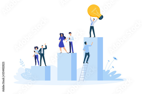 Flat design style illustration of big idea, startup, business success. Vector concept for website banner, marketing material, business presentation, online advertising.