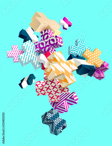 Multicolored plus sign set