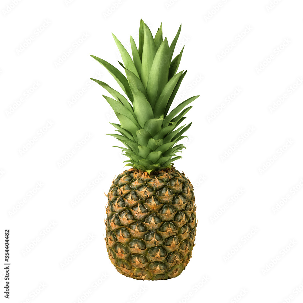 Ripe Ananas comosus isolated on white background close-up