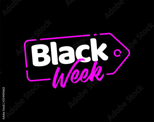 Black Week Friday design sale title banner simple vector 