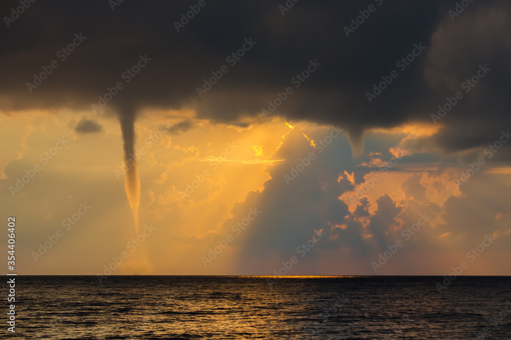 Tornado on the Black Sea. Natural phenomena, element