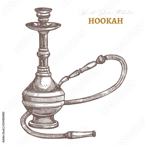 Hookah isolated object. Vector hand drawn sketch illustration