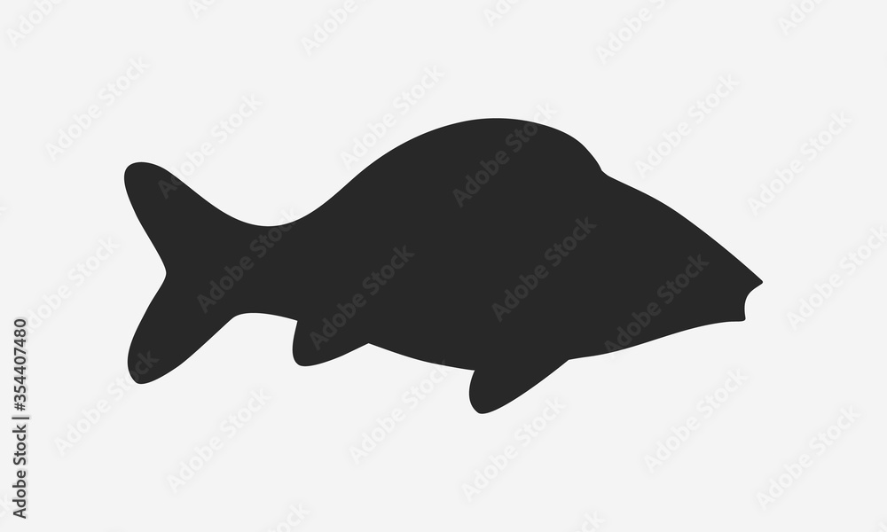 Vector fish silhouette. Fish silhouette icon isolated on white background. Vector fish silhouette. Fish silhouette icon isolated on white background.