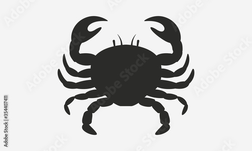 Vector crab silhouette. Crab silhouette icon isolated on white background.