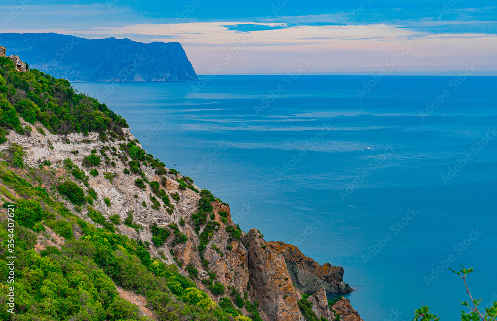 Fototapeta premium Seascape, sea and mountains