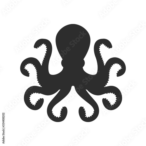 Vector Octopus silhouette. Octopus silhouette icon isolated on white background.
