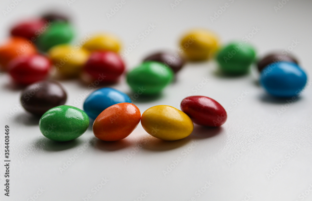 colorful candies on a white background macro photo colorful candies on a white background macro photo