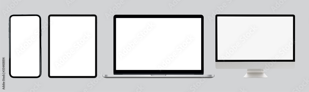 Device Simple Trendy Set on Grey Background Device Simple Trendy Set on Grey Background