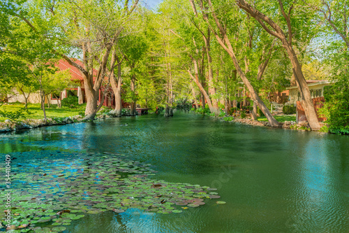 Houses line  the waters edge of Lake Ransom Canyon just outside Lubbock, Texas.