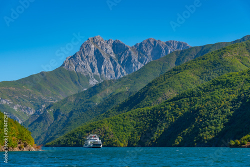 Beautiful landscape of Koman lake in Albania photo