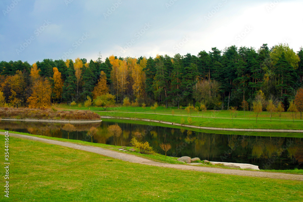 beautiful autumn landscape of the forest near the reservoir beautiful autumn landscape of the forest near the reservoir
