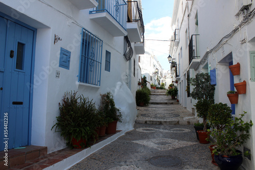 Beautiful streets of the town of Frigiliana (Malaga). Town declared one of the most beautiful in Spain © jimenezar