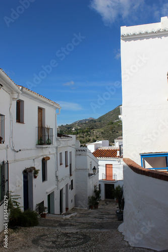 Beautiful streets of the town of Frigiliana  Malaga . Town declared one of the most beautiful in Spain