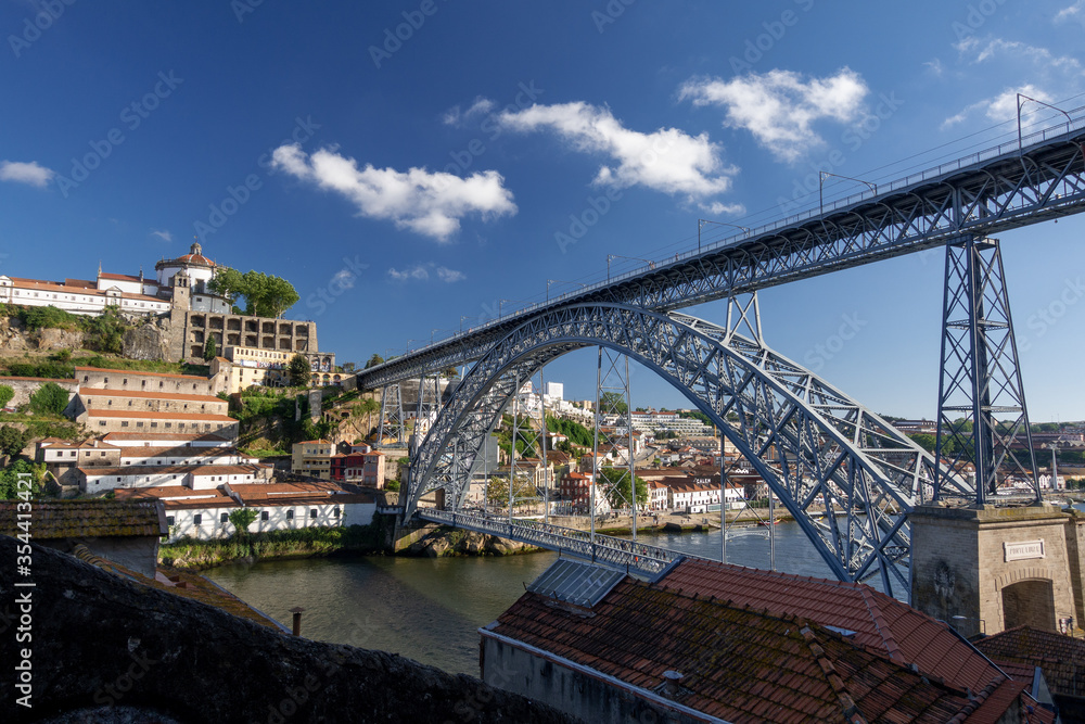 The Dom Luis I Bridge Porto Portugal Spanning The Douro River