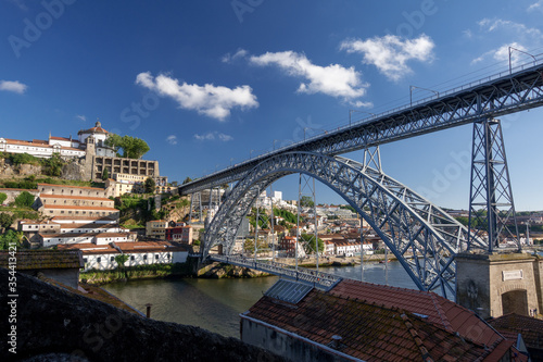 The Dom Luis I Bridge Porto Portugal Spanning The Douro River © Norman