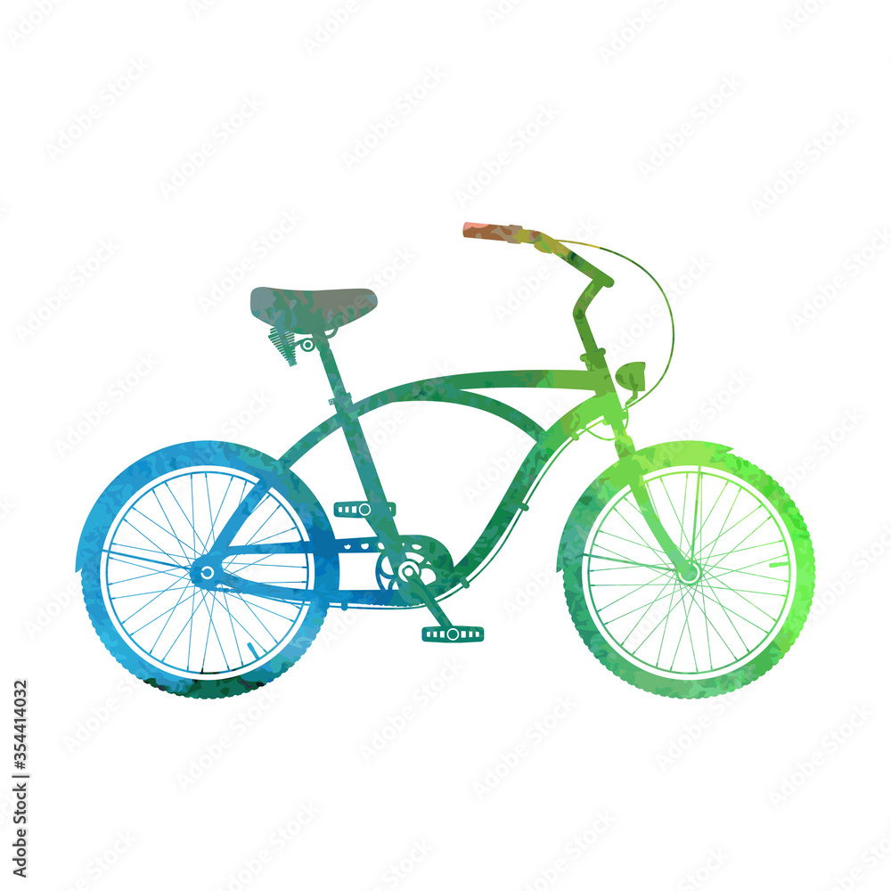 Watercolor cruiser bicycle silhouette