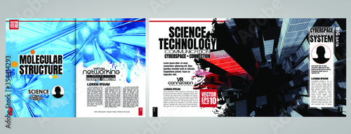 Corporate booklet or presentation templates with 3D rendering technology concept