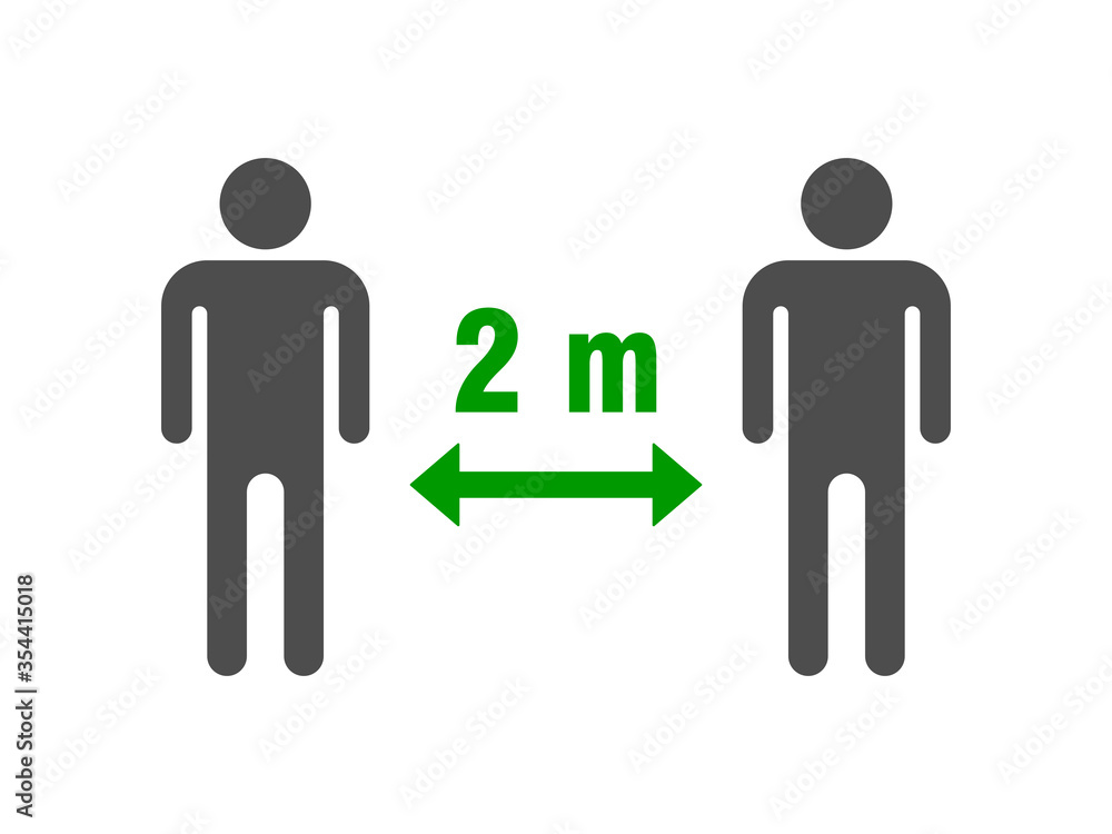 Social Distancing Keep Your Distance 2 m or 2 Metres Icon. Vector Image. Social Distancing Keep Your Distance 2 m or 2 Metres Icon. Vector Image.