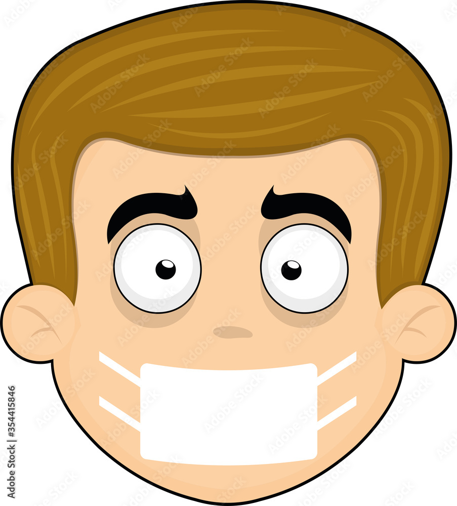 Vector illustration of a person's face, with protection against coronavirus Vector illustration of a person's face, with protection against coronavirus