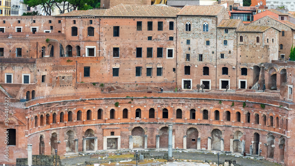 Trajan Market at the foreground in Rome, Italy.