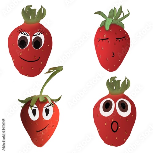 Seth Jolly strawberry. Strawberry with a face. Children's illustration. Print