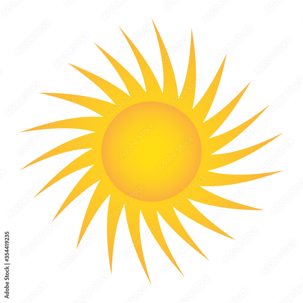 yellow sun icon for weather design on white, stock vector illustration yellow sun icon for weather design on white, stock vector illustration