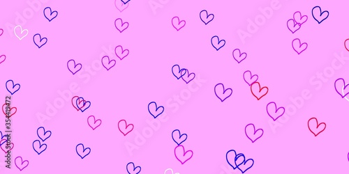 Light Purple, Pink vector background with hearts.