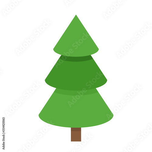 cartoon Christmas tree, pines for greeting card, invitation, gift box, banner, web. New Years and xmas traditional symbol tree. 2021 winter holiday. Flat icon