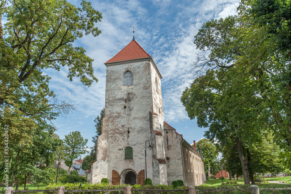 medieval lutheran church on a clear summer day