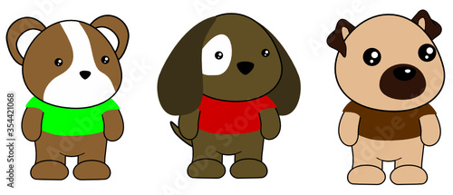cute animals kawaii cartoon standing set collection in vector format