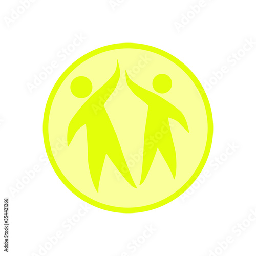 yellow icon of joyful people, flat style, on a white background, vector illustration
 photo