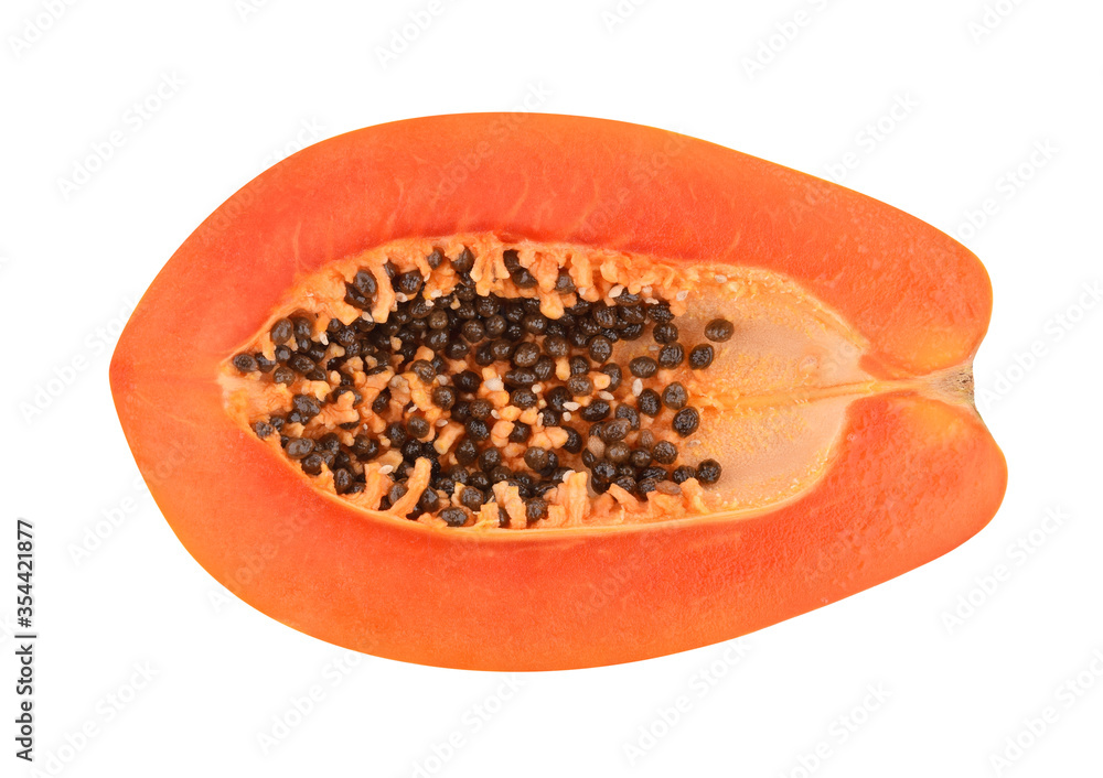 Top view of Papaya isolated on white background Top view of Papaya isolated on white background