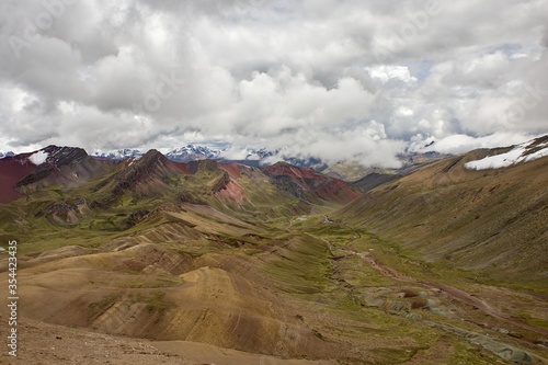 Rainbow Mountain originally known as Vinicunca is located in the Andes in Cusco region of Peru