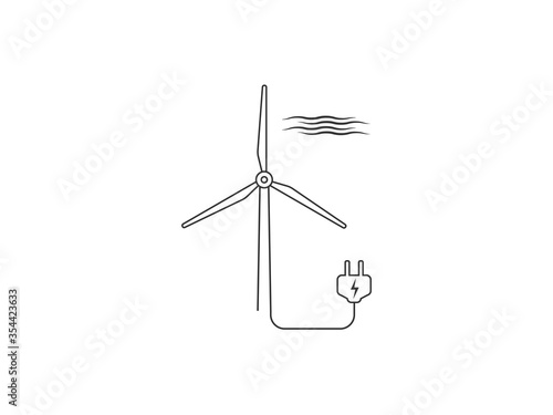 Wind energy, wind turbine icon. Vector illustration, flat design.