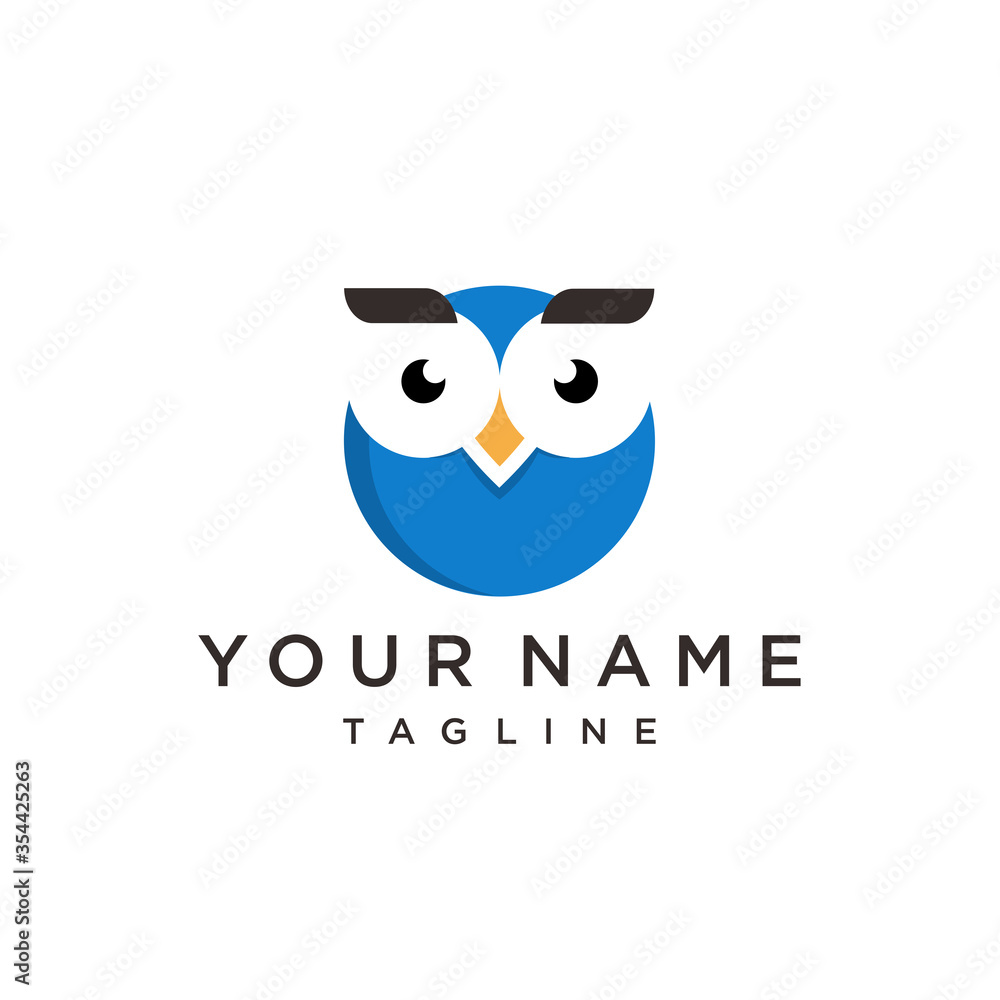 Naklejka premium Owl bird simple logo template design. Smart Education logo with Owl Symbol.
