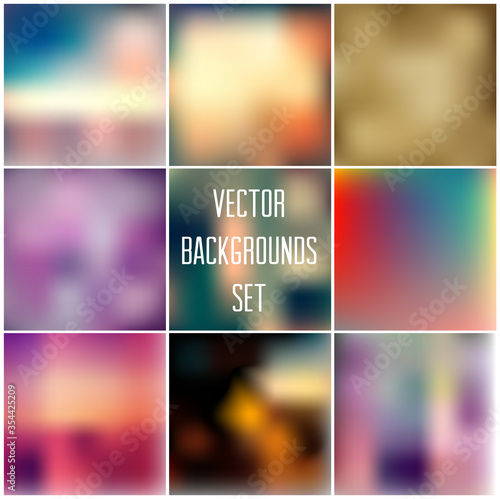 Vector blurred retro bokeh backgrounds set