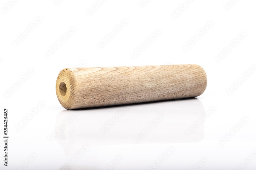 wooden rolling pin on white background