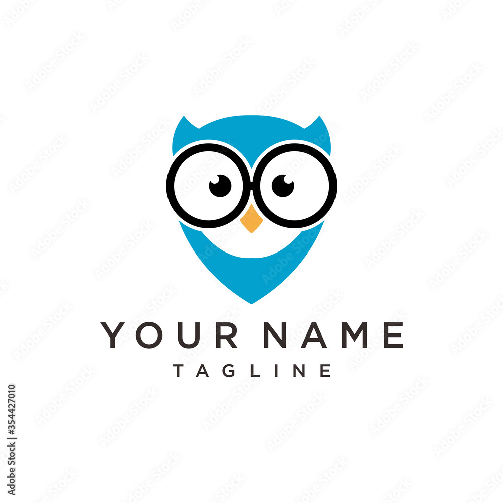 Owl bird simple logo template design. Smart Education logo with Owl Symbol. Owl bird simple logo template design. Smart Education logo with Owl Symbol.