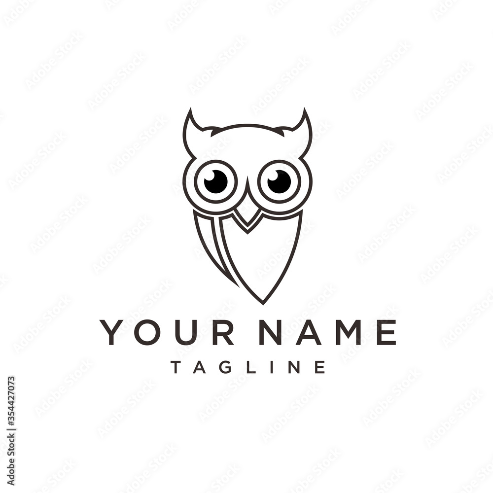 Fototapeta premium Owl bird simple logo template design. Smart Education logo with Owl Symbol.