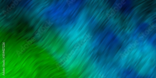 Light Blue, Green vector pattern with lines. Colorful geometric sample with gradient curves.  Template for cellphones.