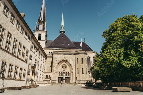 LUXEMBOURG/MAY 2020:The beautiful architecture of the Notre Dame cathedral