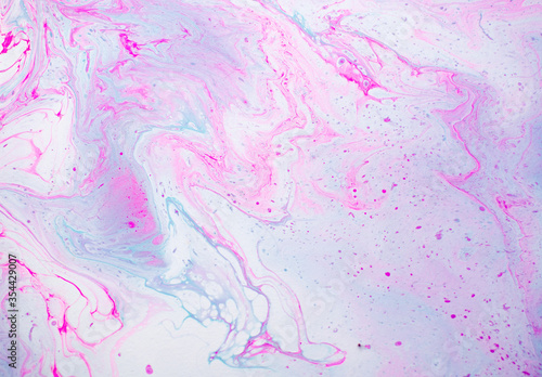 Abstract colorful pink color texture background. Natural Luxury. Beautiful pattern. Marbling background. Fluid paints. White and pink waves. Home art. © Kate