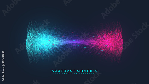 Big data visualization background. Graphic abstract background communication. Perspective backdrop. Analytical network visualization. Network and connection background. Vector illustration.