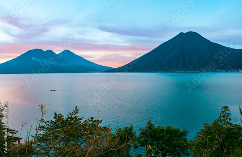 Colorful sunrise on Atitlán Lake. Beautiful landscapes of Guatemala, the volcano view is beautiful and the colors are awesome