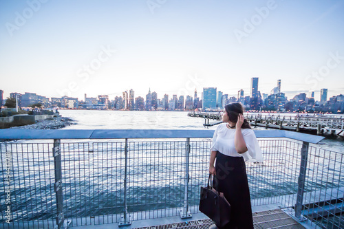 New York City view over water 