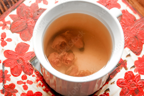 rose tea in the morning