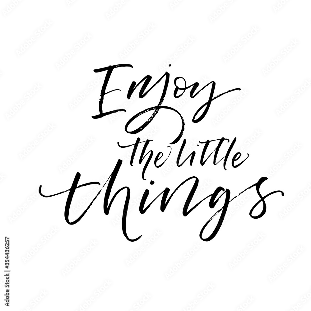 Enjoy the little things postcard. Hand drawn brush style modern calligraphy. Vector illustration of handwritten lettering. Enjoy the little things postcard. Hand drawn brush style modern calligraphy. Vector illustration of handwritten lettering.